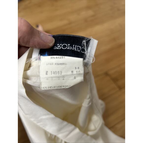 Vintage Prophecy Loop Through Bow Neck Cream Blouse Softgirl Cottagecore Sz 10 - Picture 7 of 7